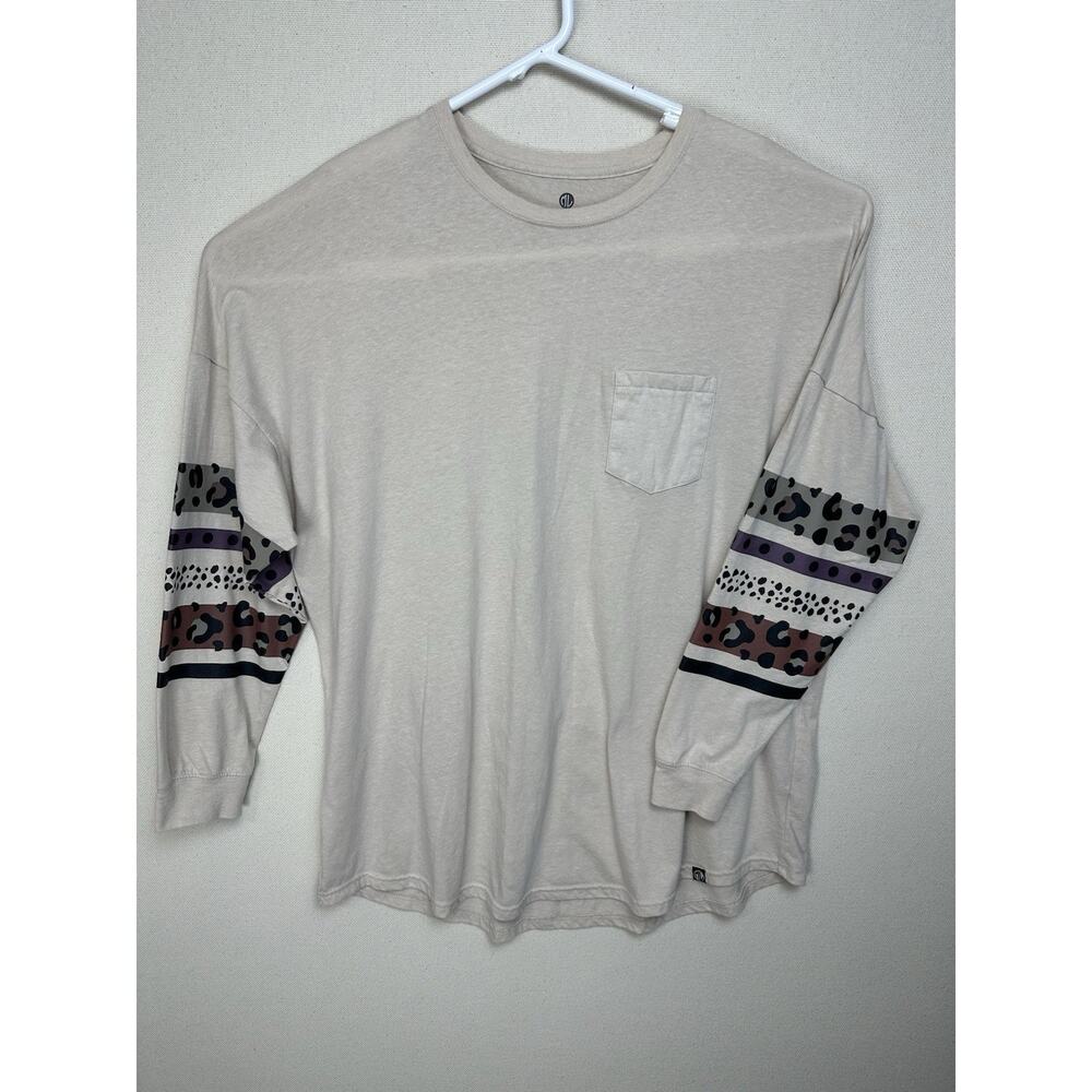Marley Lilly Womans Animal Print Sz 2XL Beige Stripes Long Sleeve T-shirt Top‎